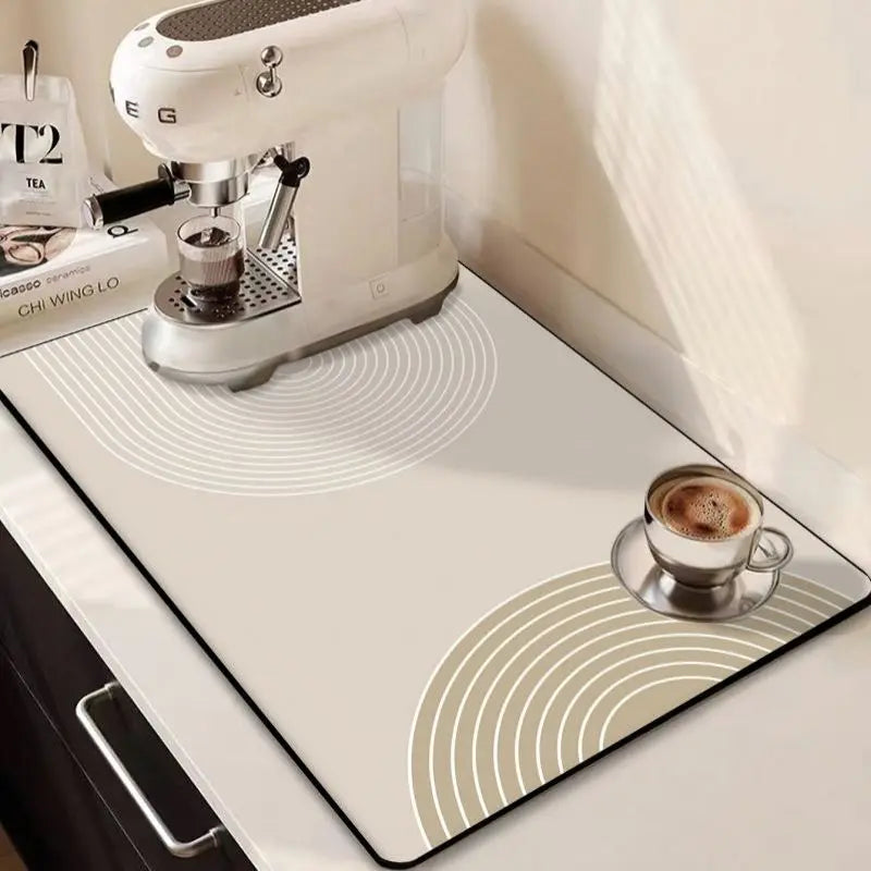 Dish Drying Mat Super Absorbent Dish Mat Drying Kitchen Mat with Floral Hide Stain Draining Mat for Kitchen Coffee Bar Decor
