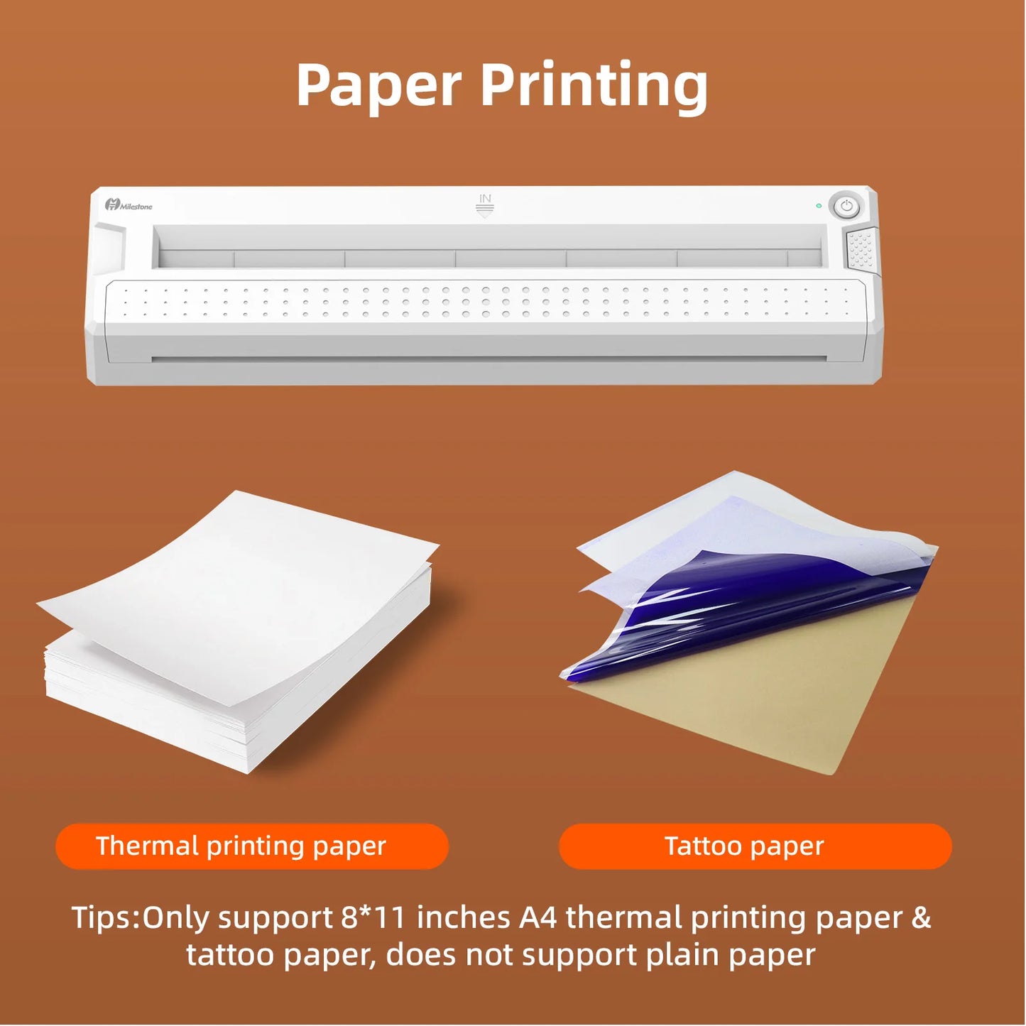 Portable Bluetooth Thermal Printer - Mini Wireless Printer for Tattoo Stencil & Document Printing, Equipped with Tattoo Paper +
