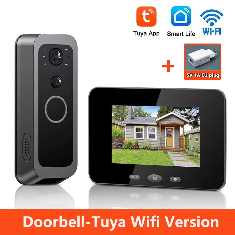 Hollarm Smart Two-way Intercom Doorbell Video Door Viewer Auto Recording No Network Request Waterproof Door Camera No APP/ WiFi