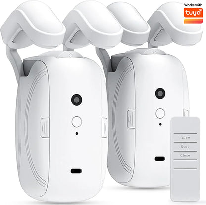 2 Pcs Electric Curtain Opener with Remote Control: Roman Rod/TU-Rail Motorized Curtains Quiet Operated Automatic Curtain Opener