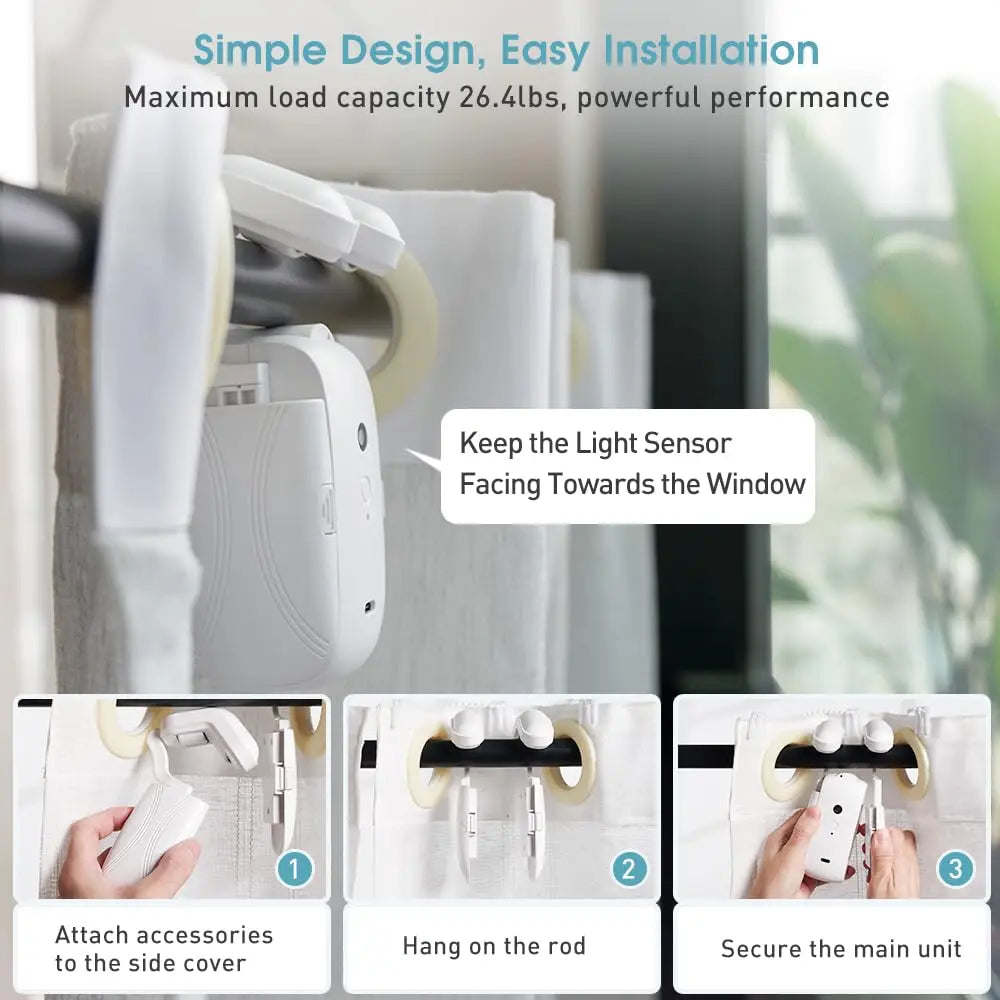 2 Pcs Electric Curtain Opener with Remote Control: Roman Rod/TU-Rail Motorized Curtains Quiet Operated Automatic Curtain Opener