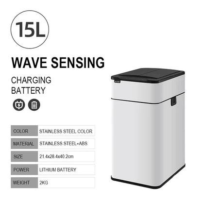 Smart Trash Can Kitchen Automatic Intelligent Sensor Bucket Garbage Dustbin Food Waste Wastebasket 15/20/30/40/50/60L