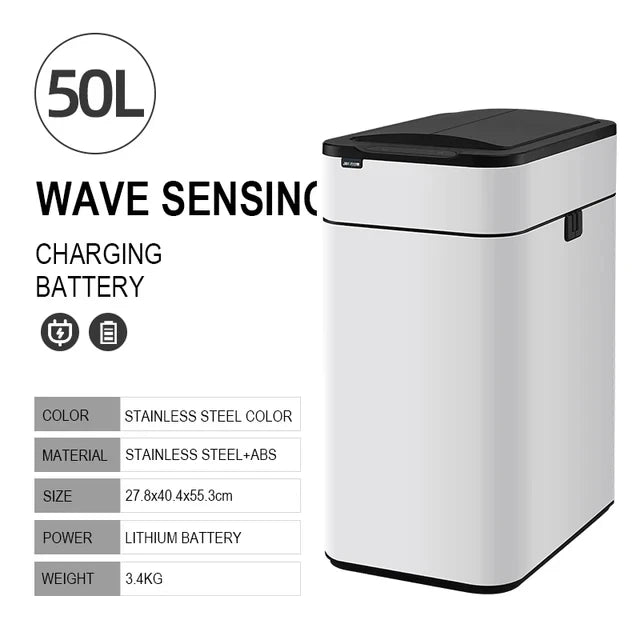 Smart Trash Can Kitchen Automatic Intelligent Sensor Bucket Garbage Dustbin Food Waste Wastebasket 15/20/30/40/50/60L