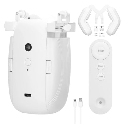 3 in 1 Intelligent Curtain Motor Home Electric Curtain Opener No Wiring with Remote Controller for I-Rail/U-Rail/Roman Rod