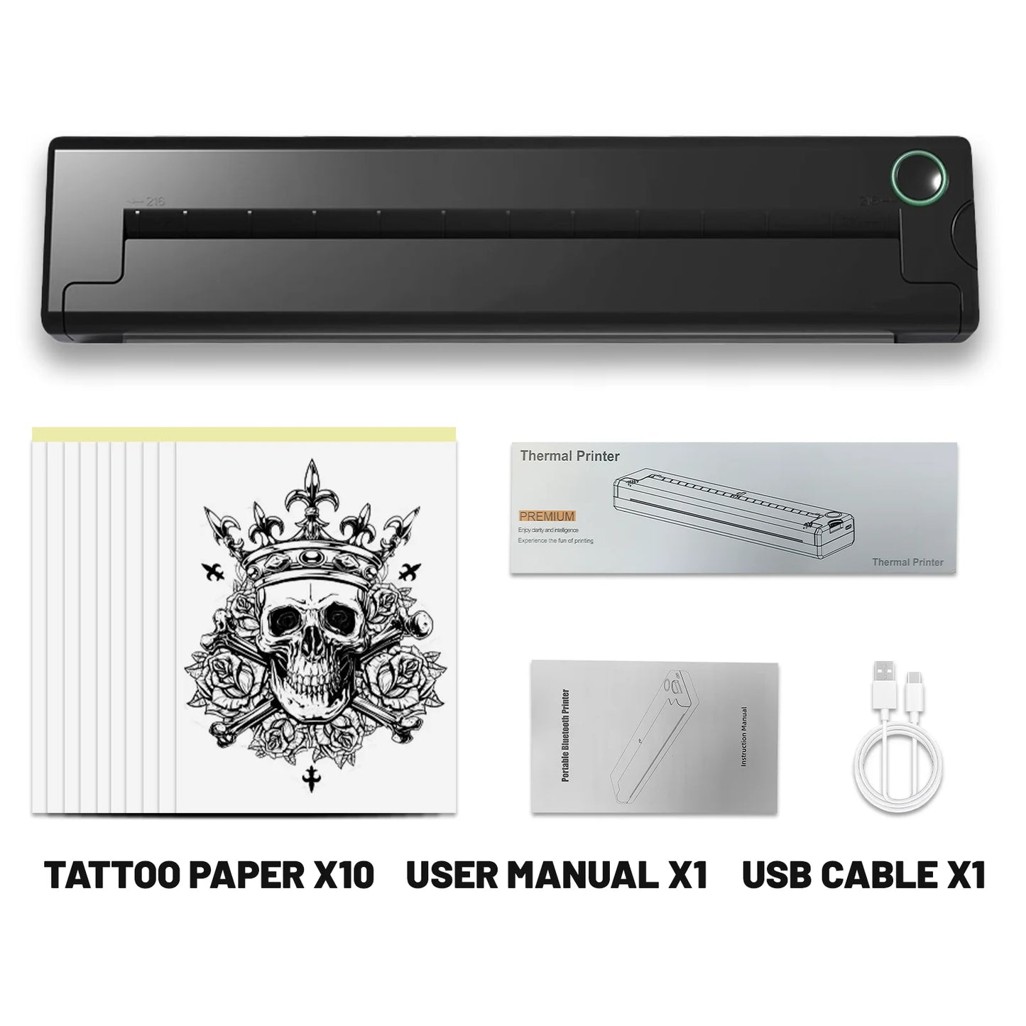 Portable A4 Thermal Printer Mini Tattoo Stencil Transfer Printer Multifunctional Tattoo Document Printer Wireless Bluetooth