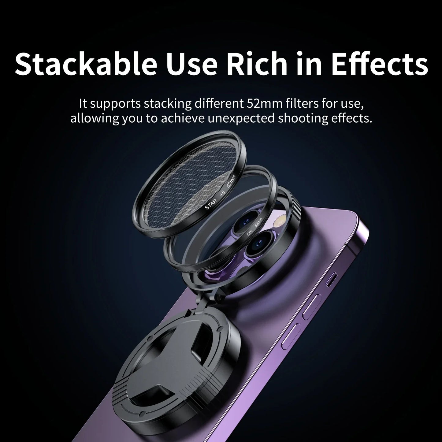 Magnetic Circular Universal Polarizer Camera Lens Clip 52MM CPL Filter Kit Professional Phone Camera Lens for Magsafe IPhone 16