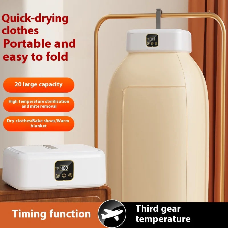 Mini Multifunctional Dryer Electric Clothes Dryer Portable Compact Foldable Laundry Dryer Machine with Dryer Bag and TimeSetting