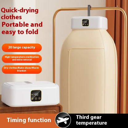 Mini Multifunctional Dryer Electric Clothes Dryer Portable Compact Foldable Laundry Dryer Machine with Dryer Bag and TimeSetting