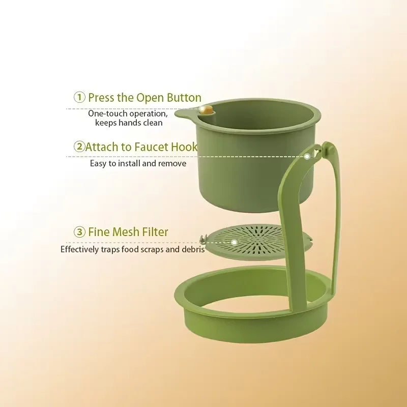 Press-Type Drain Basket: Food Strainer & Sink Organizer, Multi-Functional for Kitchen & Bathroom Use