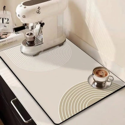 Dish Drying Mat Super Absorbent Dish Mat Drying Kitchen Mat with Floral Hide Stain Draining Mat for Kitchen Coffee Bar Decor