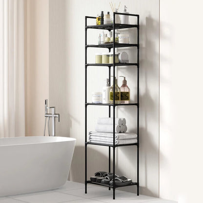 6 Tier Metal Storage Shelf Multi-Function Utility Shelf Heavy Duty Shelving Unit Pantry Shelves for Kitchen Bathroom Laundry