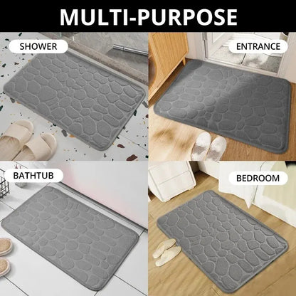1pc Embossed Fiber Carpet, Bathroom Living Room Anti Slip Mat, Pebble Floor Mat, Household Items