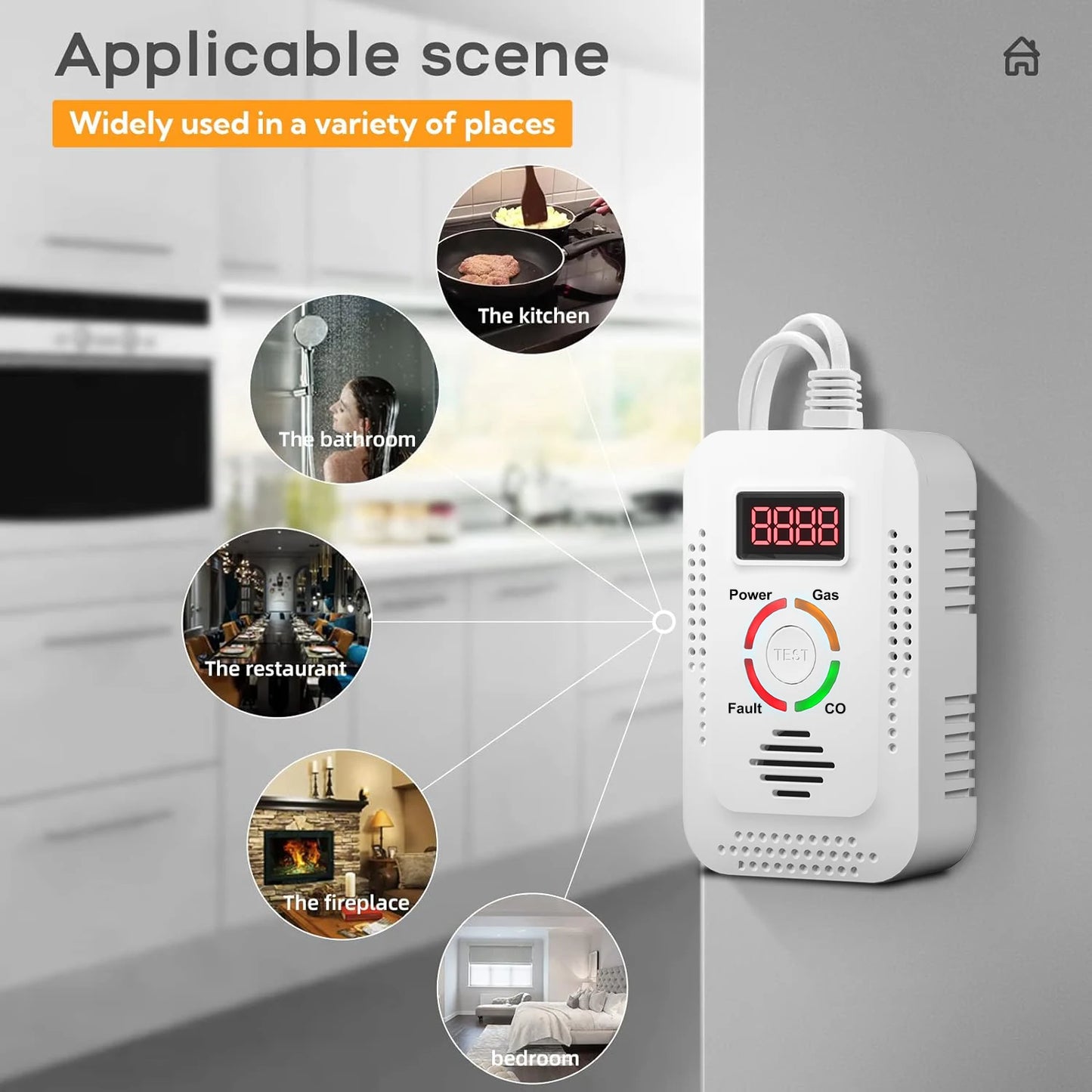 Natural Gas Detector 2in1 And Carbon Monoxide CO Detector, Combustible Gas Leak Detector Monitor For Co, Lpg, Methane In Kitchen