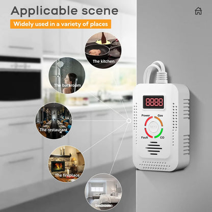 Natural Gas Detector 2in1 And Carbon Monoxide CO Detector, Combustible Gas Leak Detector Monitor For Co, Lpg, Methane In Kitchen