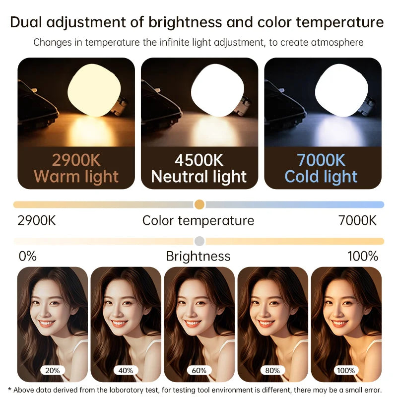 Magnetic Phone Selfie Light with Mirror, Rechargeable LED Ring Light, Black & White, Portable for Makeup, TikTok, Vlog & Video C