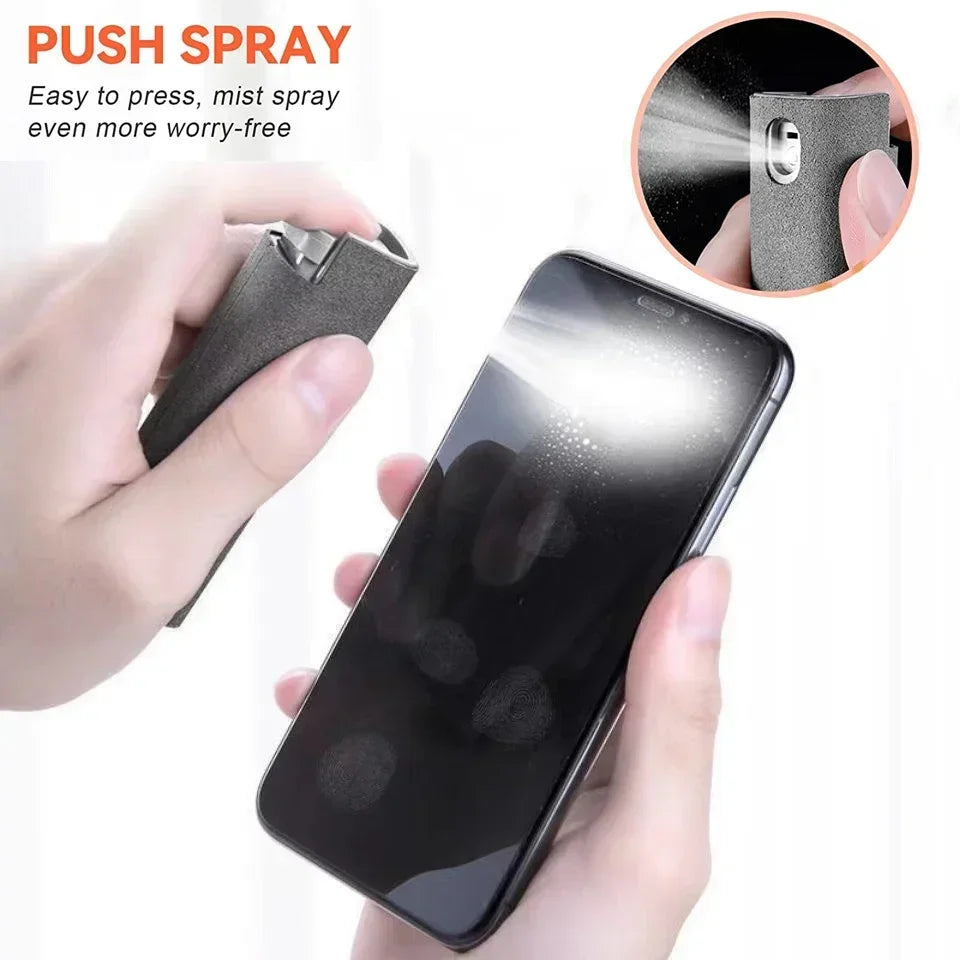 2 in 1 Mini Screen Cleaner Spray Bottle Portable Reusable Mobile Phone Tablet PC Laptop Screen Dust Remover Microfiber Cleaners