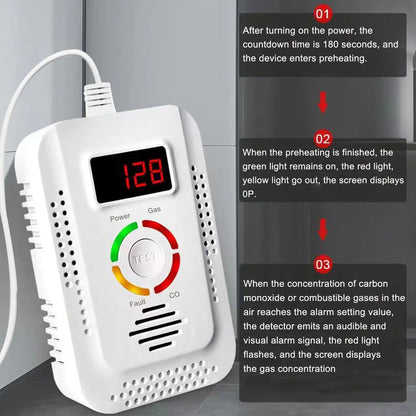 Natural Gas Detector 2in1 And Carbon Monoxide CO Detector, Combustible Gas Leak Detector Monitor For Co, Lpg, Methane In Kitchen