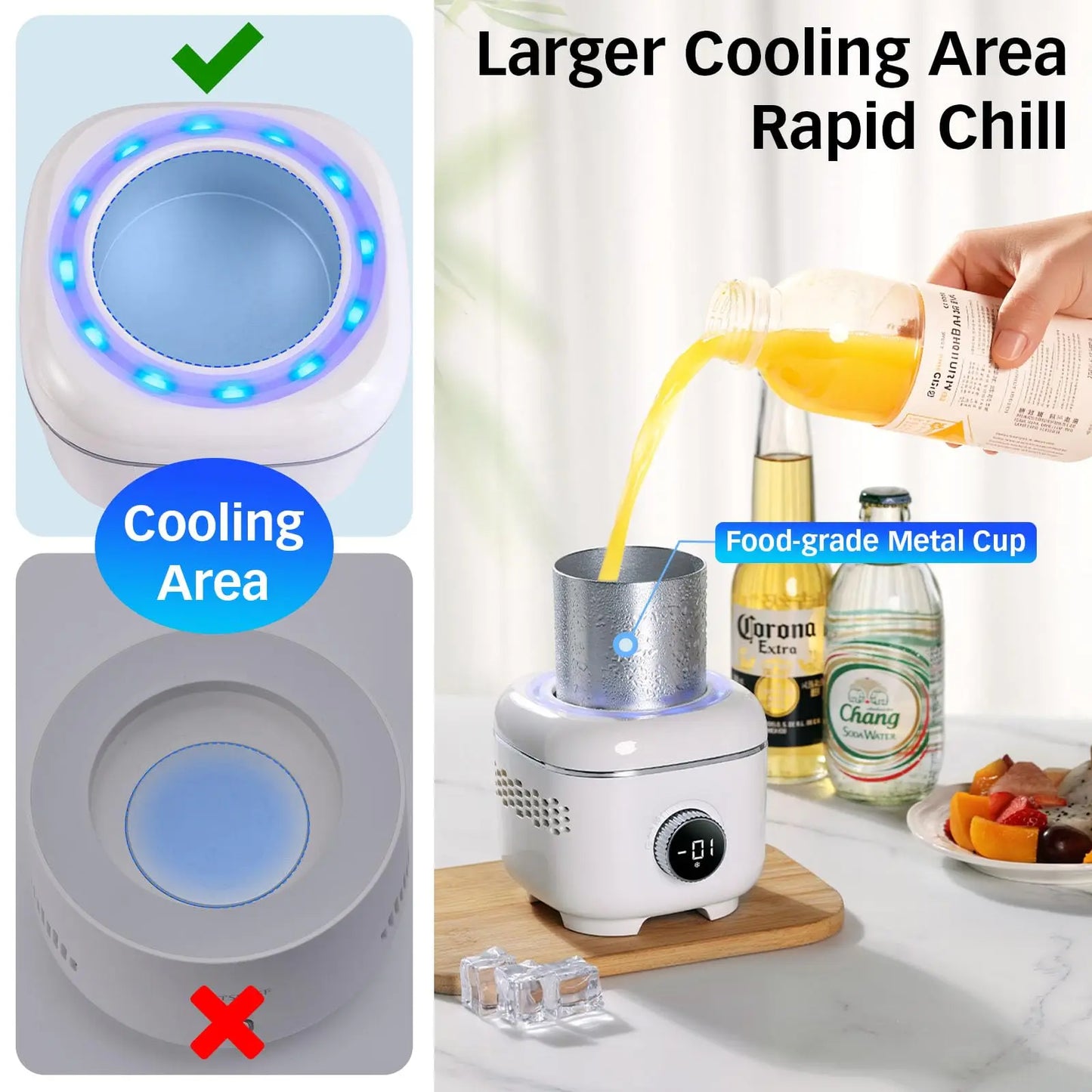 Eary  2-in-1 Cooling & Heating Cup with Mood Light Electric Can Drink Beverage Cooler for Cola Beer Coffee Juice Yogurt US Plug