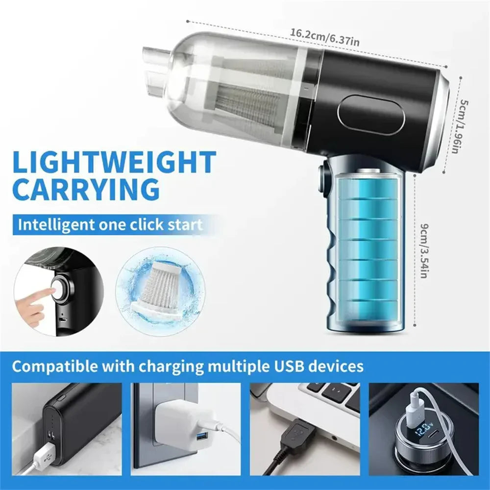 Car Vacuum Cleaner Portable Small Vacuum Cleaner For Multi Purpose Vehicle Small Household Pump Handheld Car Vacuum Cleaner 3In1
