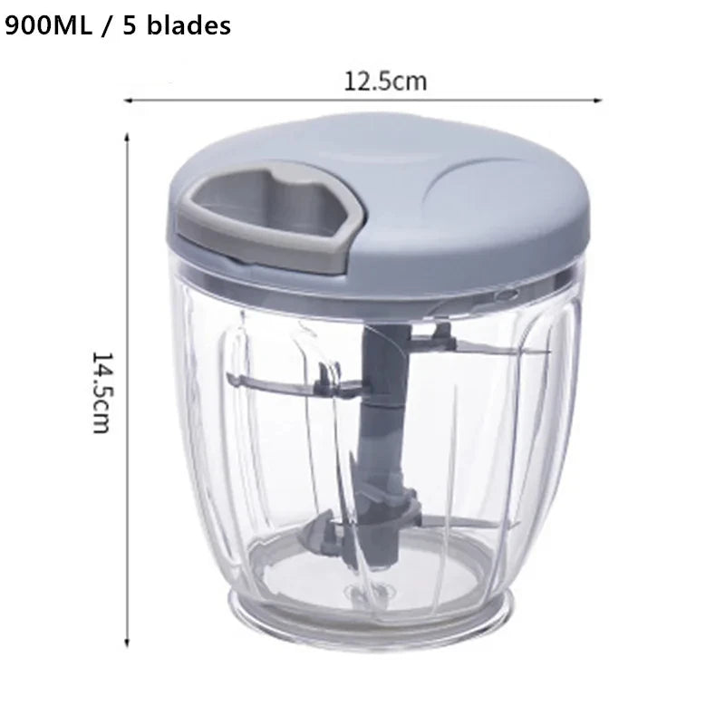 500/900ML Manual Meat Mincer Garlic Chopper Hand Pull Press Crusher Vegetable Grinder Chili Onion Cutter Kitchen Cooking Tools