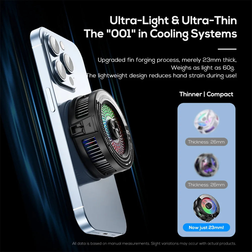 Magnetic/Back Clip Phone Cooler Low-Noise 3 Levels Temperature Control Wireless Phone Cooler Display Screen For iPhone Xiaomi