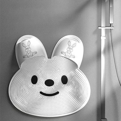 Bathroom Shower Anti Slip Mat Rabbit, Circular Massage Foot Mat, Back Suction Cup,Foot Scrubber, Back Scrubber, Anti Fall Device