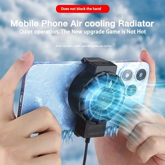 Portable phone cooler, phone fan cooler, device temperature control, compact design,