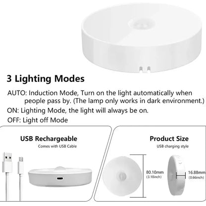 6-Pack Under Cabinet Lighting, Rechargeable Motion Sensor Puck Lights, 3Color Temps Night Light, Magnetic Stick on Lamp