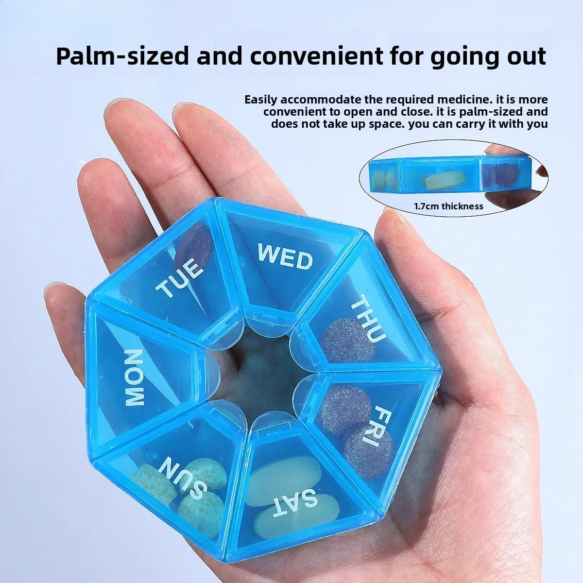 7 Compartments Weekly Pill Organizer Portable Plastic Mini 7 Day Medicine Box Small Pill Case Bulk