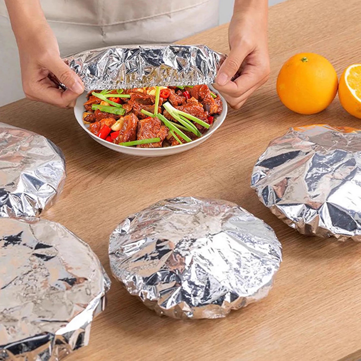 Reusable Aluminum Foil Food Covers Elastic Bowl Covers Fits Various Dish Shapes for Home Dining Parties Outdoor Picnics