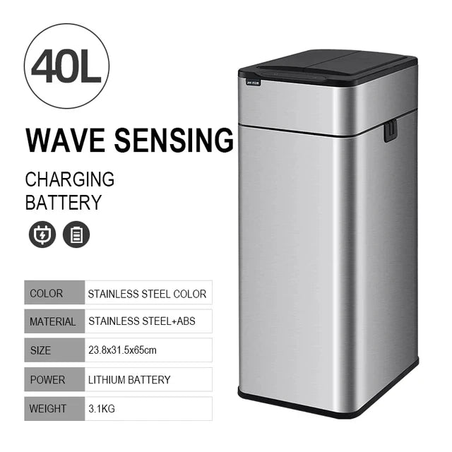 Smart Trash Can Kitchen Automatic Intelligent Sensor Bucket Garbage Dustbin Food Waste Wastebasket 15/20/30/40/50/60L