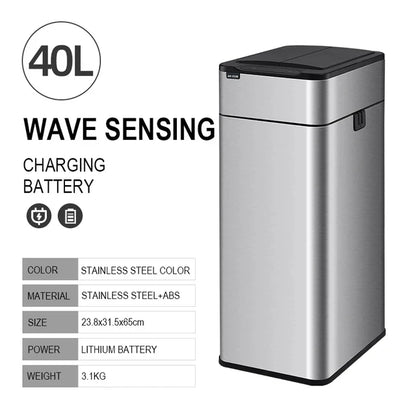 Smart Trash Can Kitchen Automatic Intelligent Sensor Bucket Garbage Dustbin Food Waste Wastebasket 15/20/30/40/50/60L