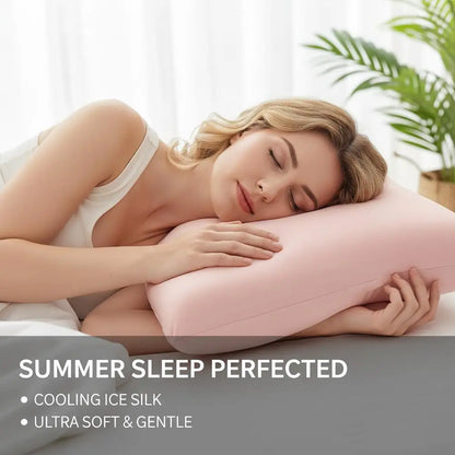 Breathable Cooling Pillowcase For Hot Sleepers & Night Sweats, Silky Soft Pillow Cases Fiber Pillowcase For Better Sleep