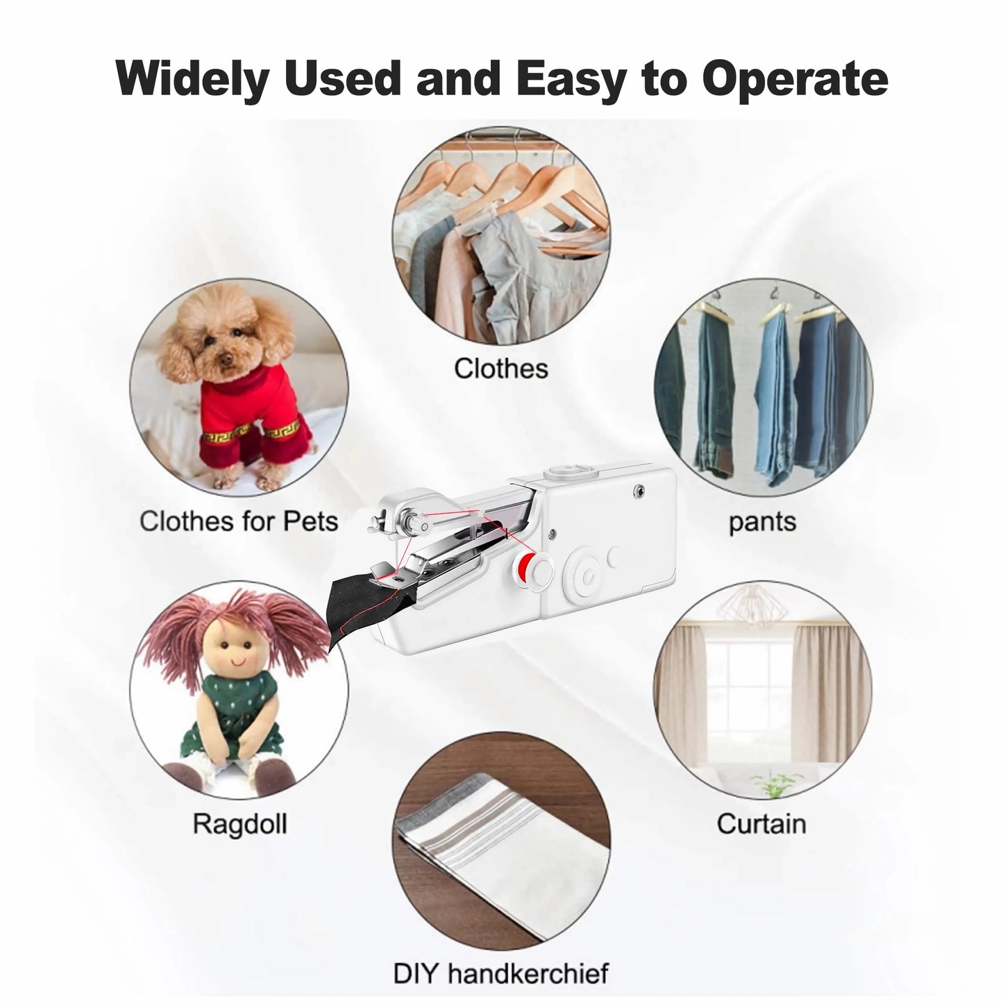 Mini Handheld Sewing Machine, Quick Sewing Portable Sewing Machine, Portable Sewing Machine Suitable for Home - White