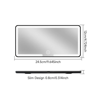 LED Car Makeup HD Mirror Sunshade Makeup Hanging Mirror Ultra Thin USB Charge Autom Cosmetic Mirror Touch Screen Dimmable Light
