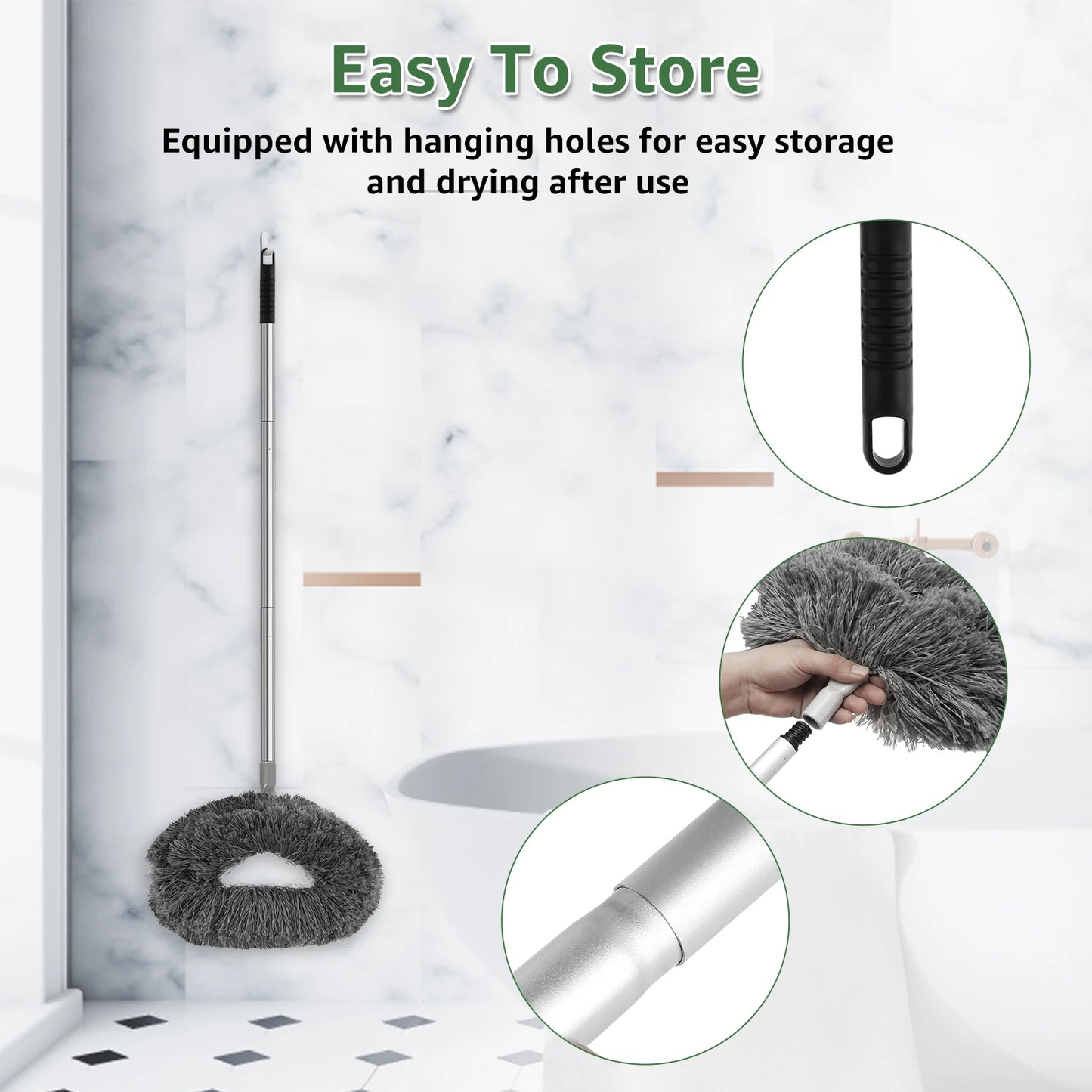 Ceiling Fan Cleaner Duster with 2 Detachable Dusting Head Ceiling Fan Blade Cleaner with Extension Pole Adjusts
