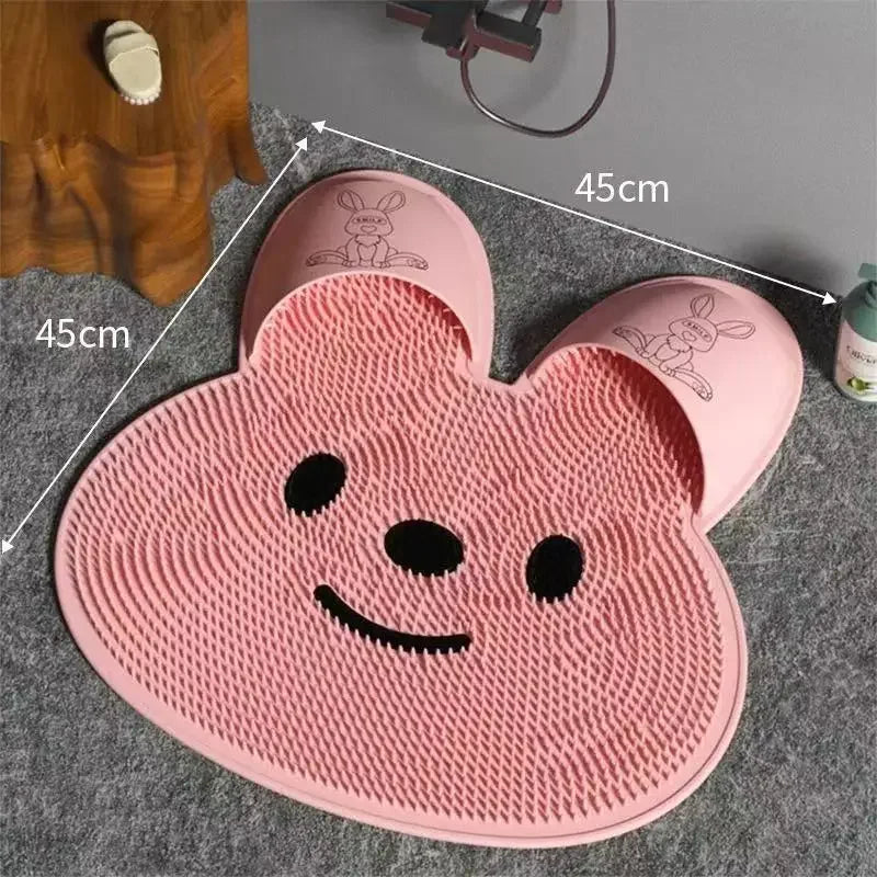 Bathroom Shower Anti Slip Mat Rabbit, Circular Massage Foot Mat, Back Suction Cup,Foot Scrubber, Back Scrubber, Anti Fall Device