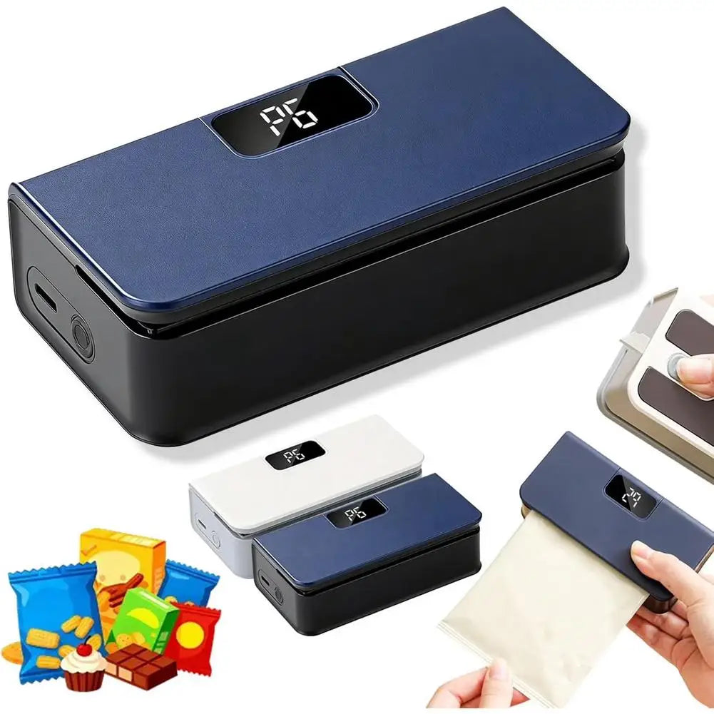 Portable Mini Bag Sealer with Cutter 6 Speed Adjustment LED Display No Preheating Food Storage Bag Heat Sealer