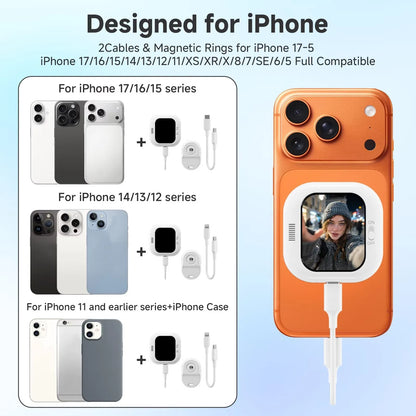 Mini Phone Vlog Selfie Display Screen, Used for Rear Camera Selfies/Logs/Live Streams, Compatible with iPhone Camera Display