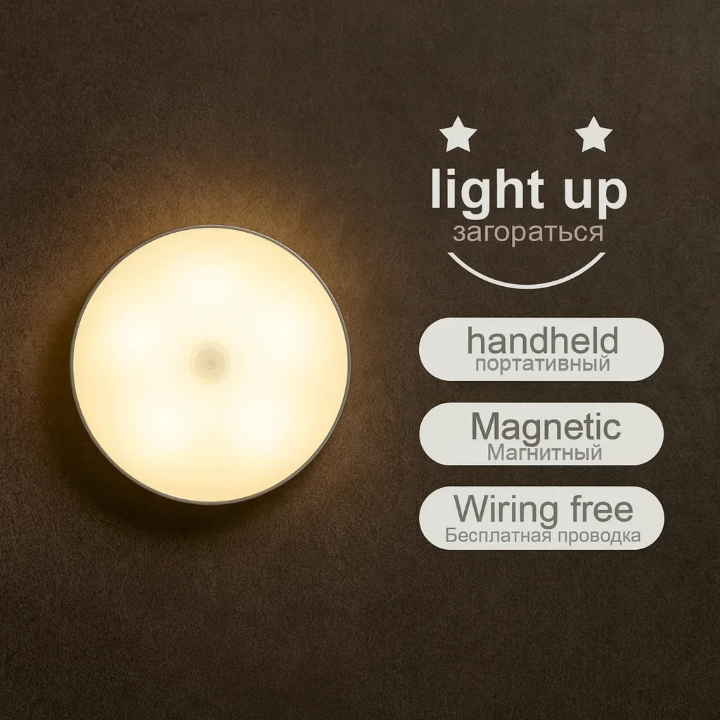 LED Night Light Smart Human Body Sensor with Digital Sensor Head Magnetic Suction Wireless-Use Eye Protect Night Lamp
