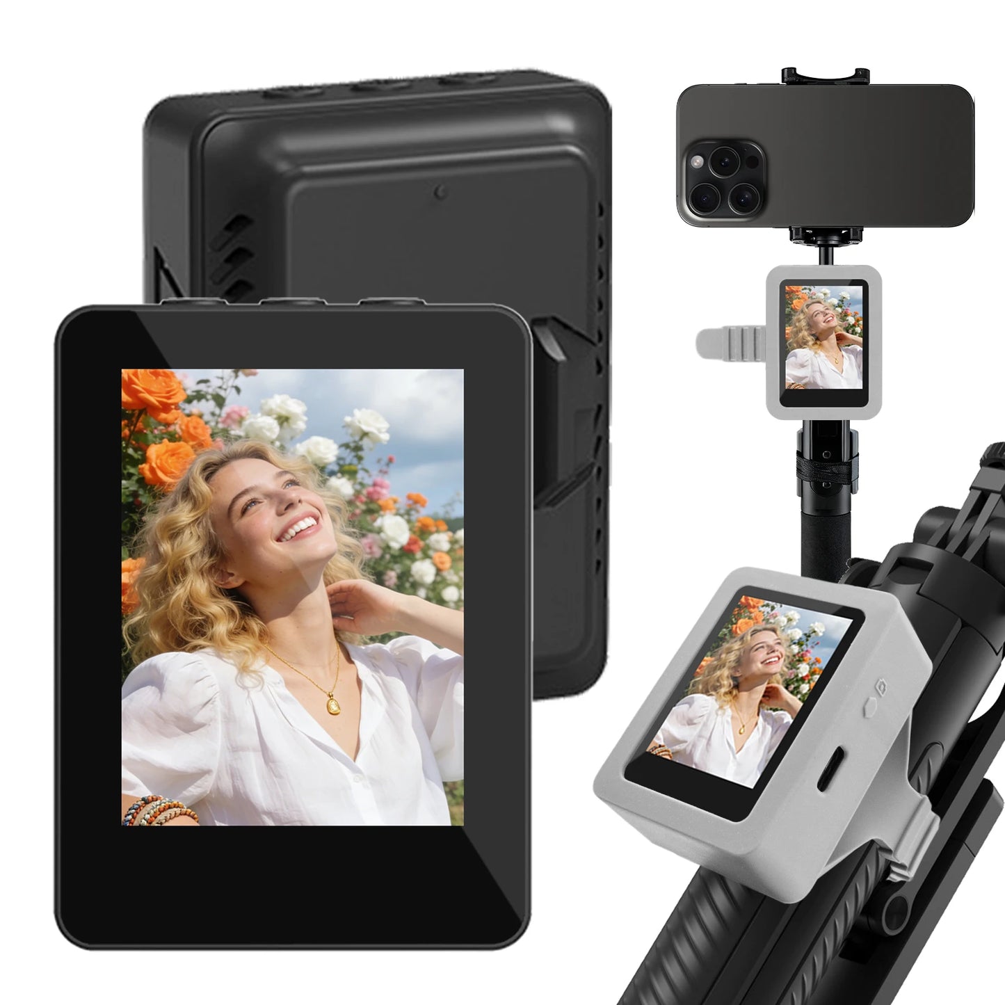 Mobile phone rear self-timer display mini self-timer monitor screen mobile phone screen caster control remote photo bluetooth re