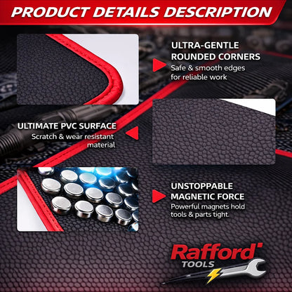 Rafford3-Piece Magnetic Tool Mat Set – PVC, Strong Magnet, Non-Slip, Organize Tools Easily