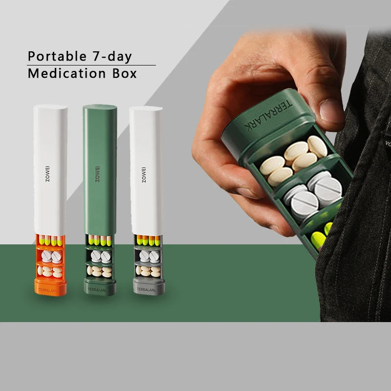 1pcs  Cute Weekly Pill Organizer 7-Day Daily Travel Pill Box Holder for Vitamins Medicines Supplements - Compact Size