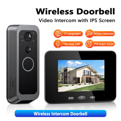 Hollarm Smart Two-way Intercom Doorbell Video Door Viewer Auto Recording No Network Request Waterproof Door Camera No APP/ WiFi