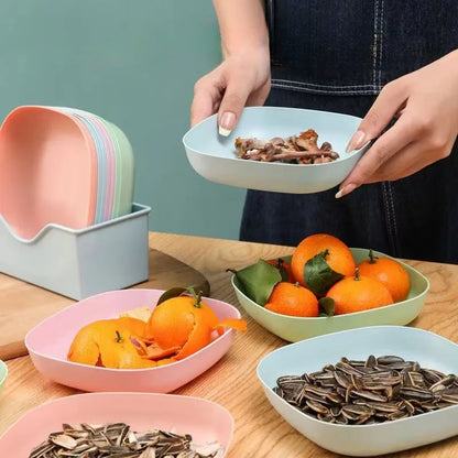 10pcs Set Reusable Fruit & Dessert Plates - Washable, Multifunctional Snack Dishes with Built-In Base for Bones & Candy - Versat