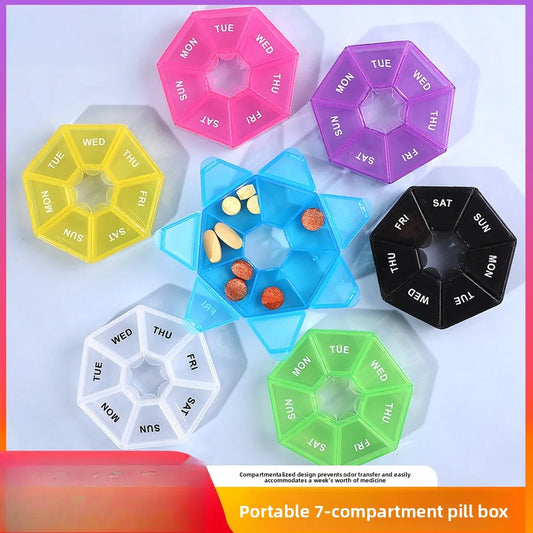 7 Compartments Weekly Pill Organizer Portable Plastic Mini 7 Day Medicine Box Small Pill Case Bulk