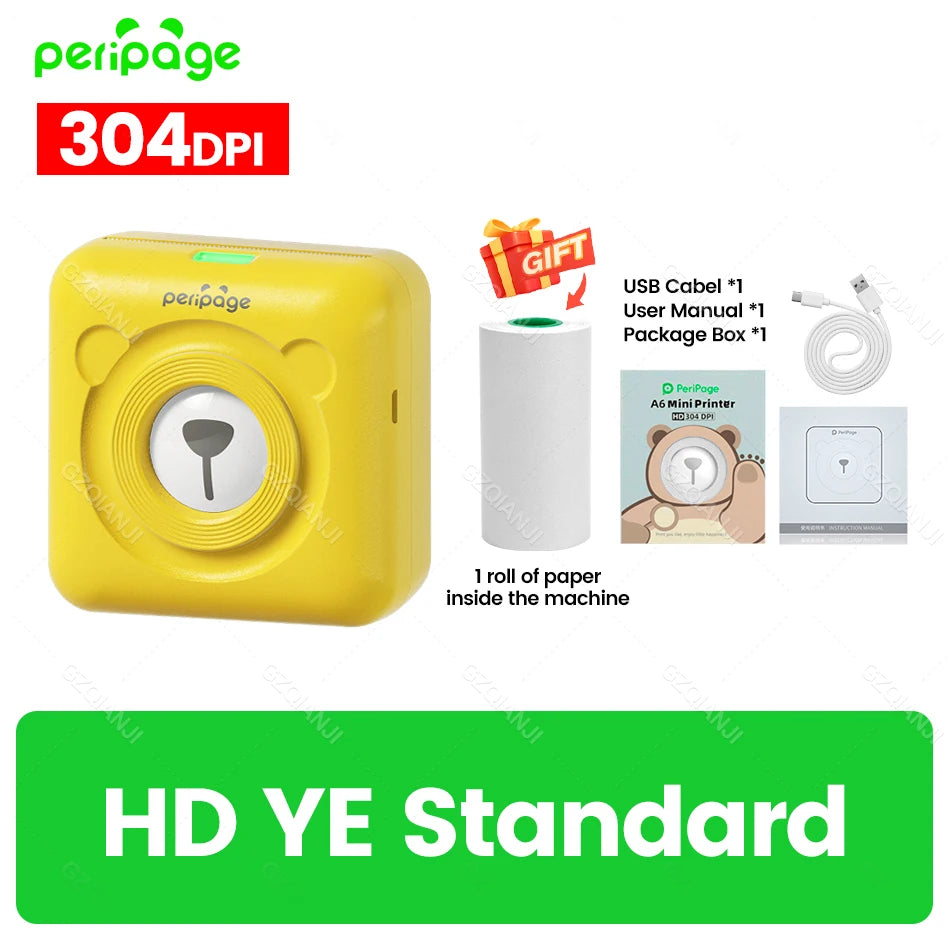 7 Colors Peripage A6 304DPI Mini Photo Printer Notes Sticker Label Printing Machine Bluetooth Portable Wireless Printer Marker