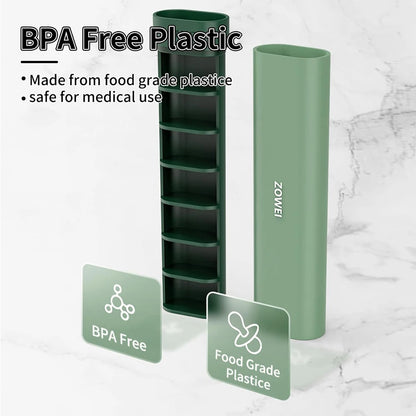 1pcs  Cute Weekly Pill Organizer 7-Day Daily Travel Pill Box Holder for Vitamins Medicines Supplements - Compact Size