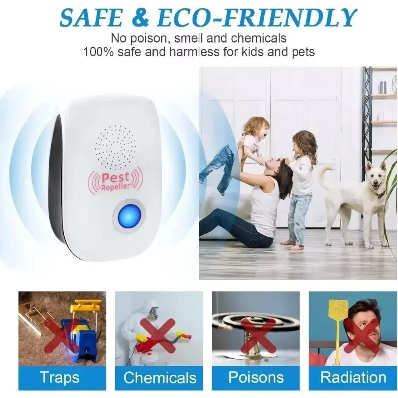 Safe Ultrasonic Pest Repeller Electronic Mouse Cockroach Mosquito Insect Repellent Effective Pest Control Exterminator Essential