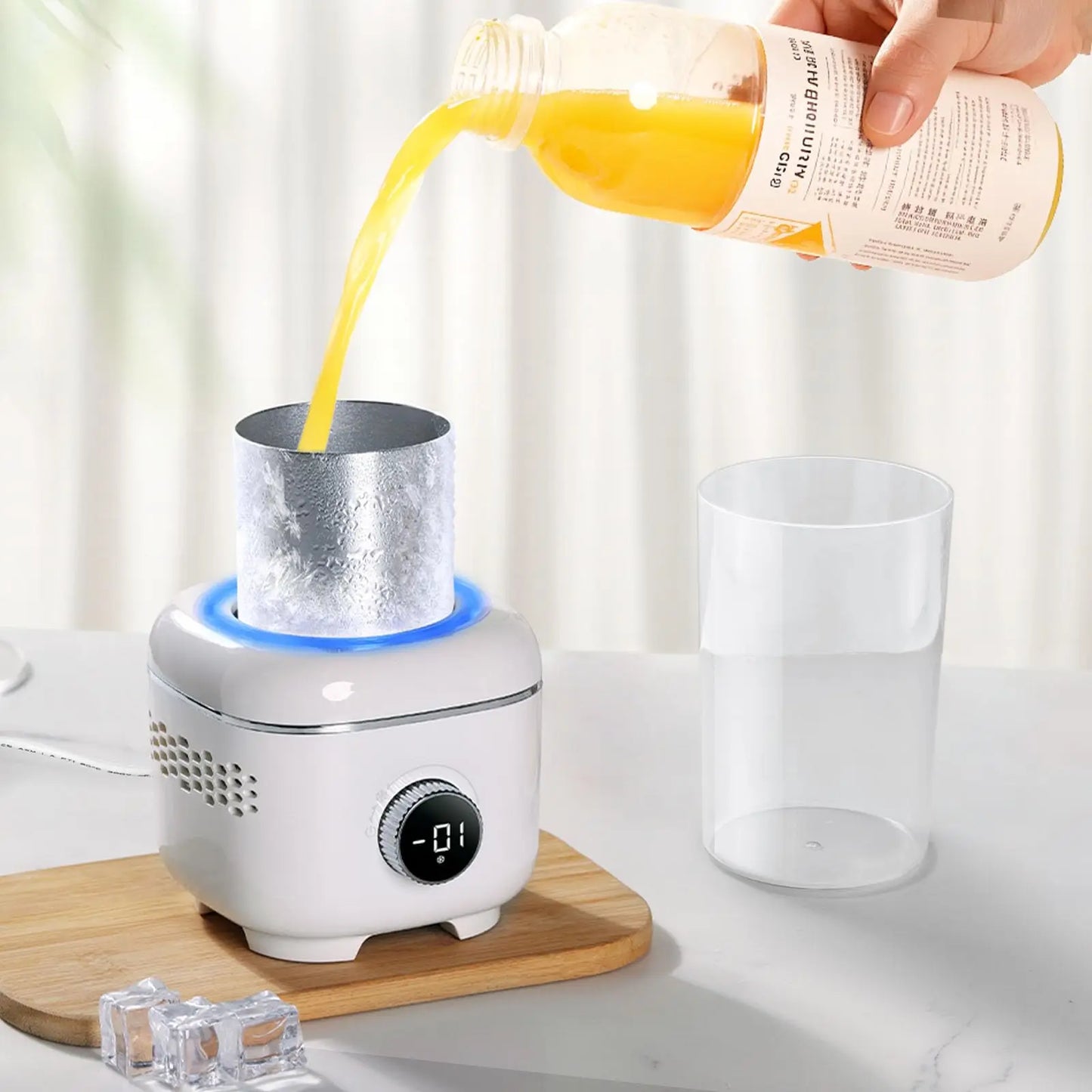 Eary  2-in-1 Cooling & Heating Cup with Mood Light Electric Can Drink Beverage Cooler for Cola Beer Coffee Juice Yogurt US Plug